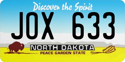 ND license plate JOX633