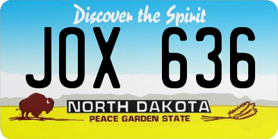 ND license plate JOX636