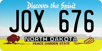 ND license plate JOX676