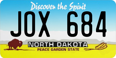 ND license plate JOX684