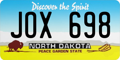 ND license plate JOX698