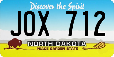 ND license plate JOX712