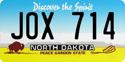 ND license plate JOX714