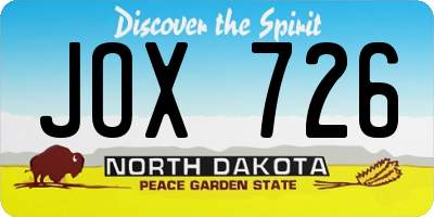 ND license plate JOX726