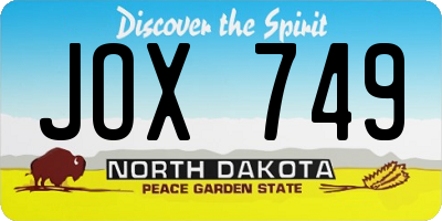 ND license plate JOX749