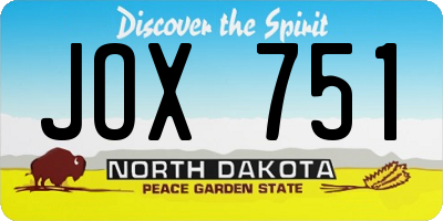 ND license plate JOX751
