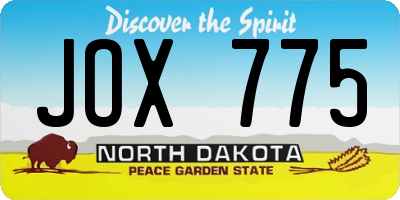 ND license plate JOX775