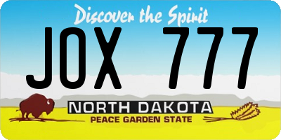 ND license plate JOX777