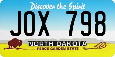 ND license plate JOX798