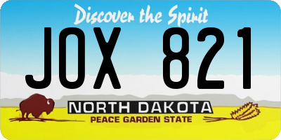 ND license plate JOX821
