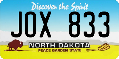 ND license plate JOX833