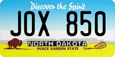 ND license plate JOX850