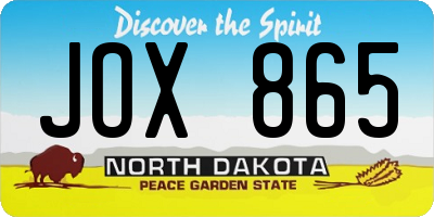 ND license plate JOX865