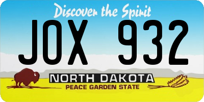 ND license plate JOX932