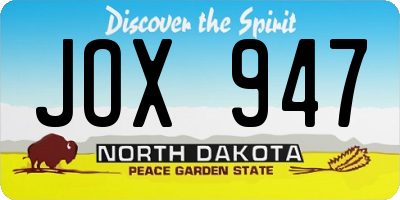 ND license plate JOX947