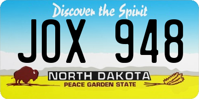 ND license plate JOX948