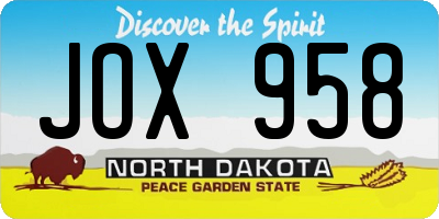 ND license plate JOX958