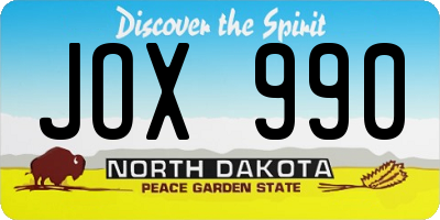 ND license plate JOX990