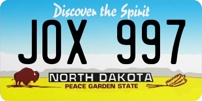 ND license plate JOX997
