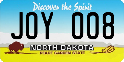 ND license plate JOY008