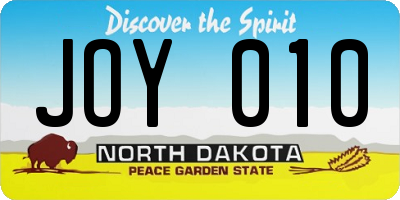 ND license plate JOY010