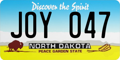ND license plate JOY047