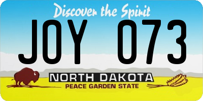 ND license plate JOY073