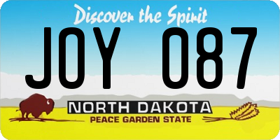 ND license plate JOY087