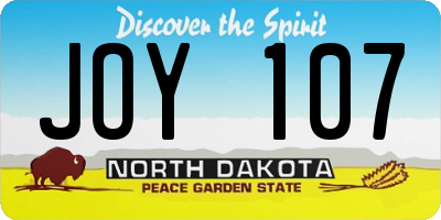 ND license plate JOY107