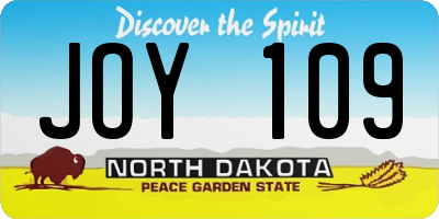 ND license plate JOY109