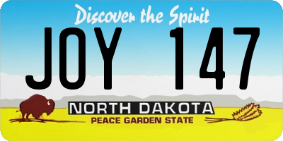 ND license plate JOY147
