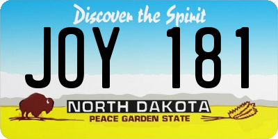 ND license plate JOY181