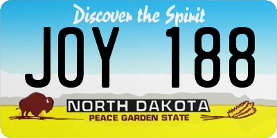 ND license plate JOY188