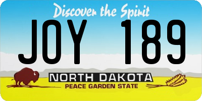 ND license plate JOY189