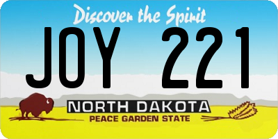ND license plate JOY221