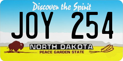 ND license plate JOY254