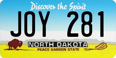 ND license plate JOY281