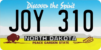 ND license plate JOY310