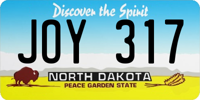 ND license plate JOY317