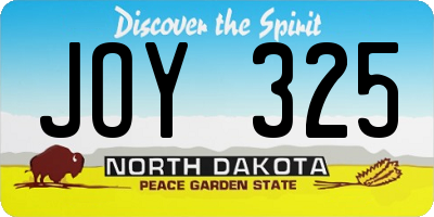 ND license plate JOY325