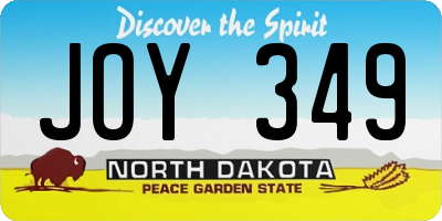 ND license plate JOY349