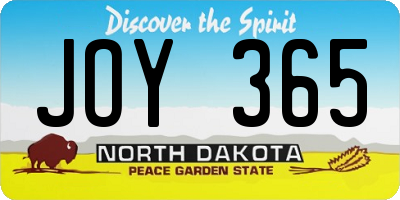 ND license plate JOY365