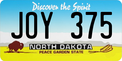 ND license plate JOY375