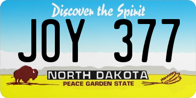 ND license plate JOY377