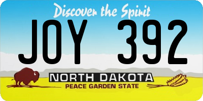 ND license plate JOY392