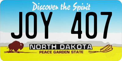ND license plate JOY407