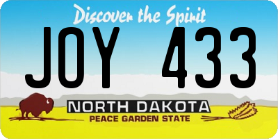 ND license plate JOY433