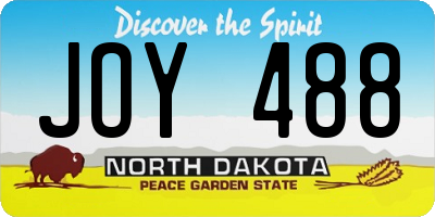 ND license plate JOY488