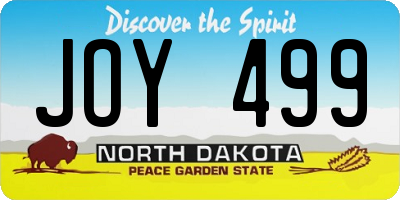 ND license plate JOY499