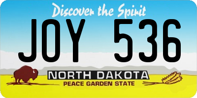 ND license plate JOY536